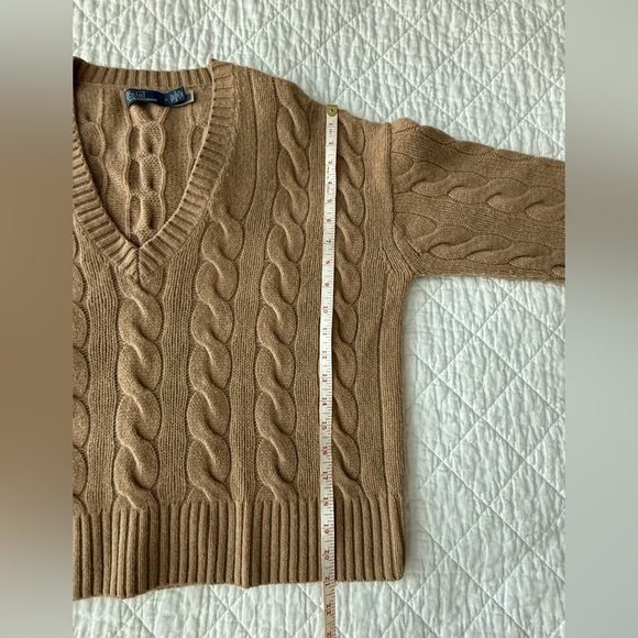 Ralph Lauren Camel V-Neck Cable Sweater - Picture 6 of 10